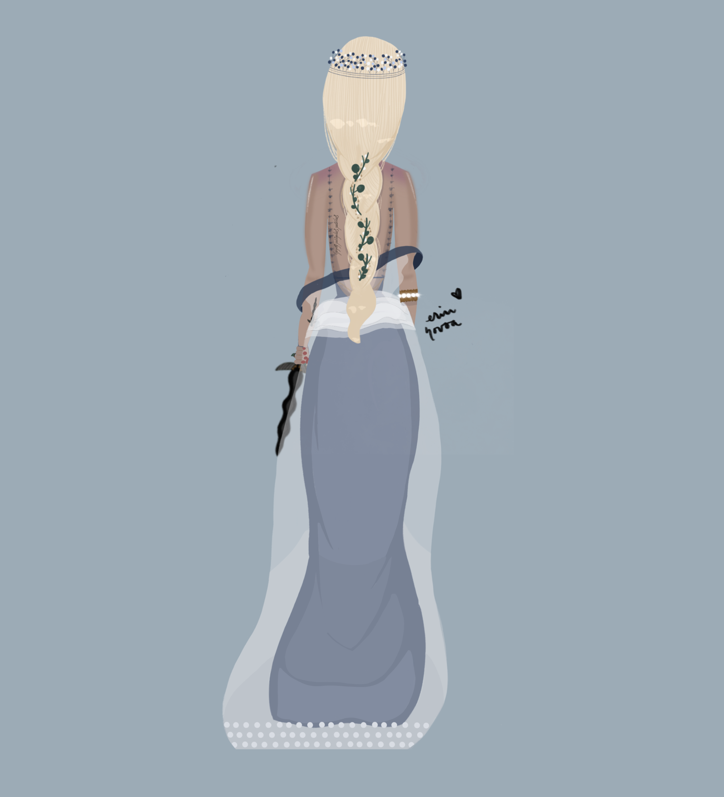 an elvish princess holding a dagger