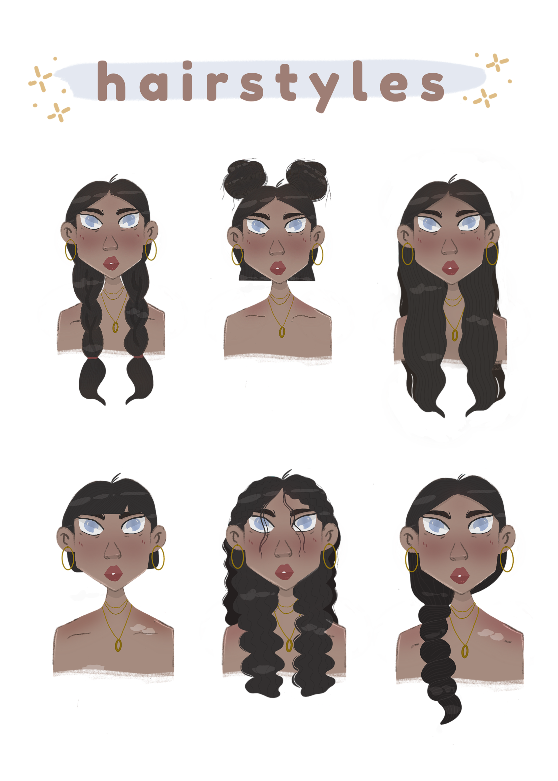 design with girl with different hairstyles